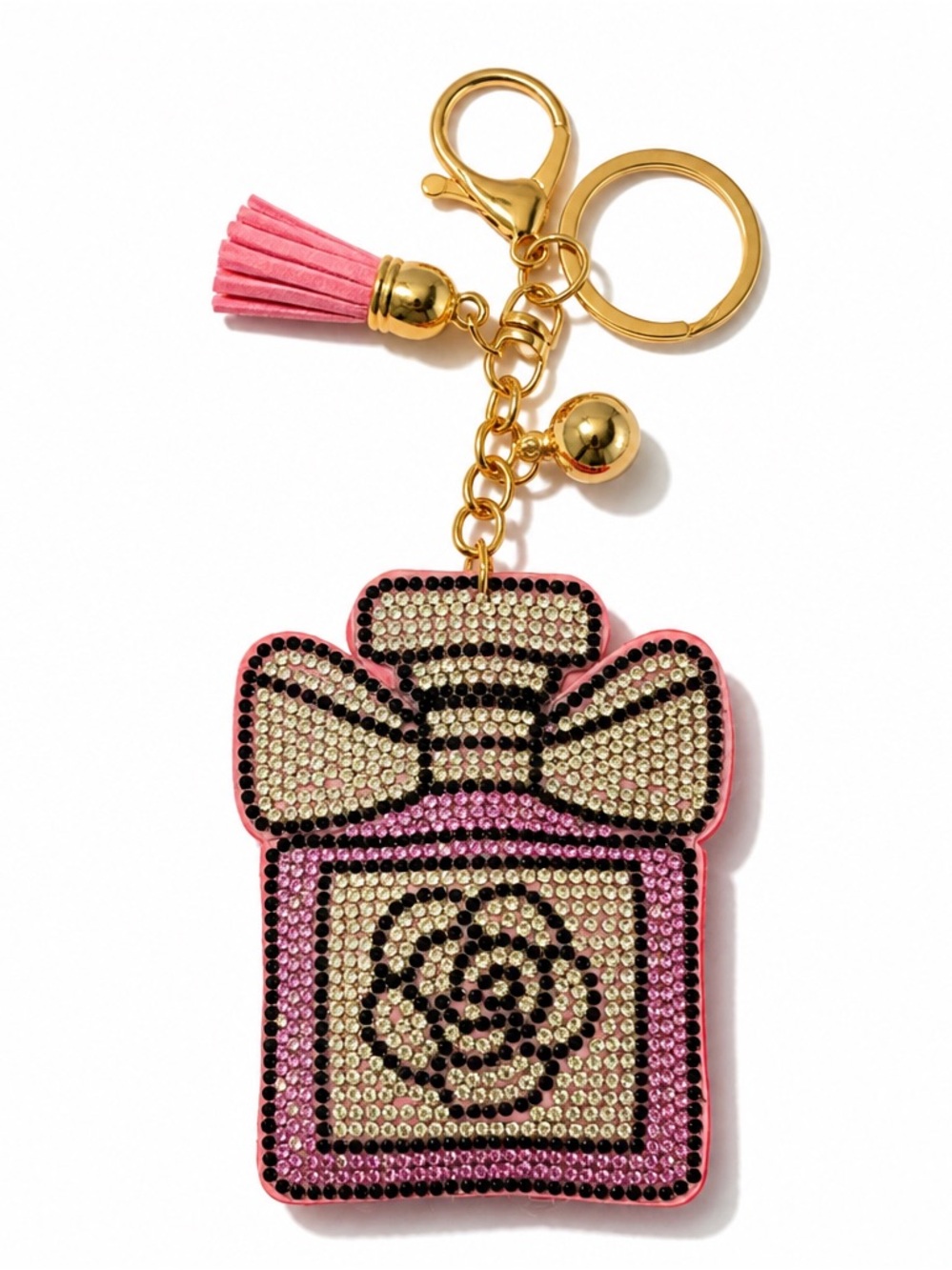 Rhinestone Paris Perfume Keyring bag backpack charm